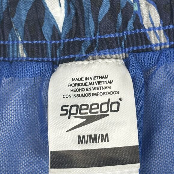 Speedo Swim Trunks Mens‎ Medium Board Shorts Ocean Blue Graphic Stretch UPF $59 - Picture 11 of 16